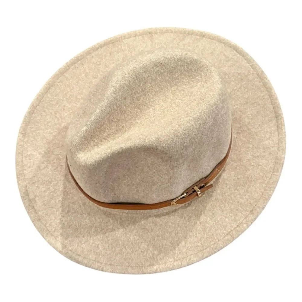 altar’d state Wool Blend Stylish Tan Fedora Hat with Brown Leather Band OSFM